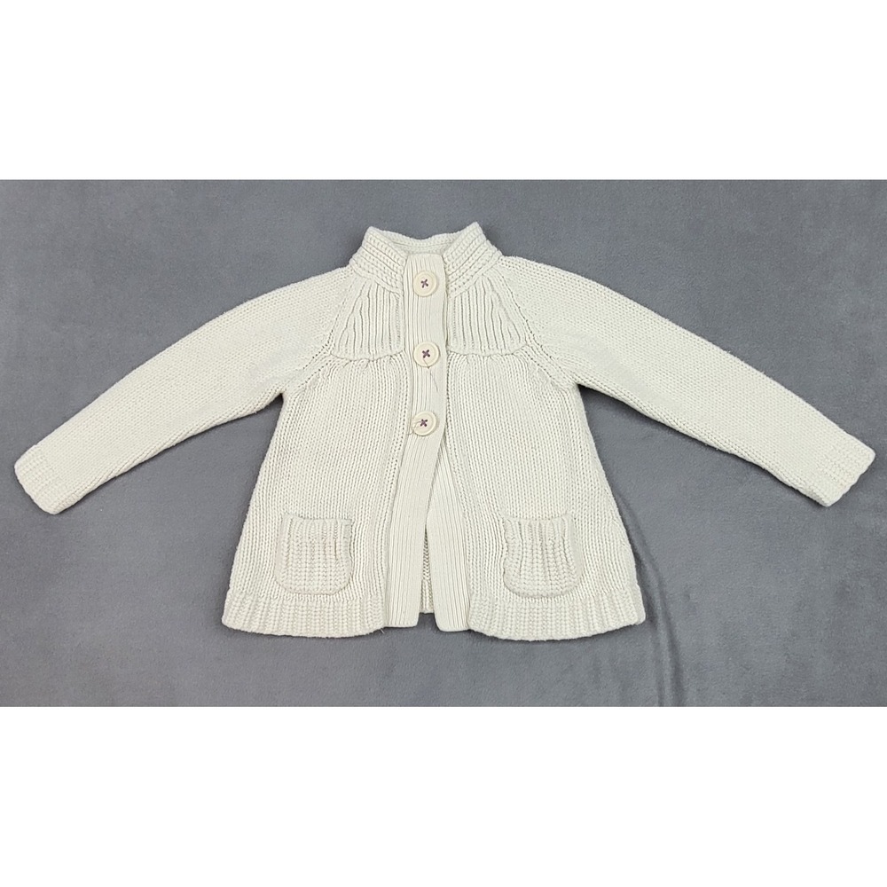 Oshkosh Girl Cardigan Sweater 24M White Knit School Girl Preppy‎ Academia Winter